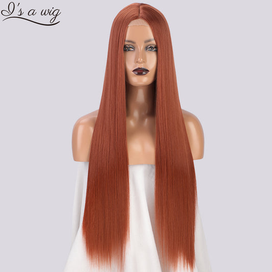 Synthetic Wigs for Women Long Straight Red Brown Copper Ginger Cosplay Wigs Daily Use Grey Black Blonde Lolita Hairs