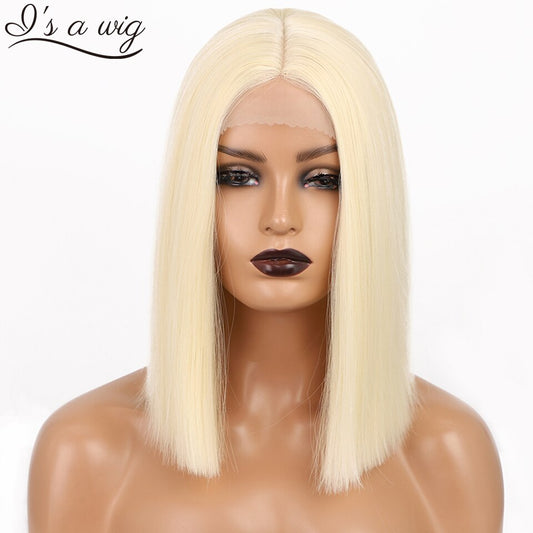 Synthetic Wigs Short Blonde Wig Straight Bob Wigs for Women Middle Part Highlight Blonde Pink Orange Cosplay Hairs